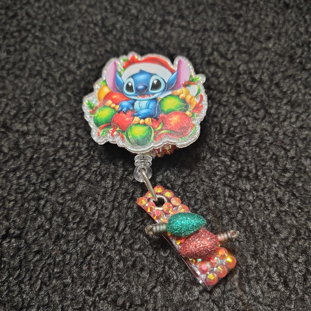 Stitch Badge Reel, Nurse, RN, Teacher, CNA, ID, Badge Holder Christmas Holiday